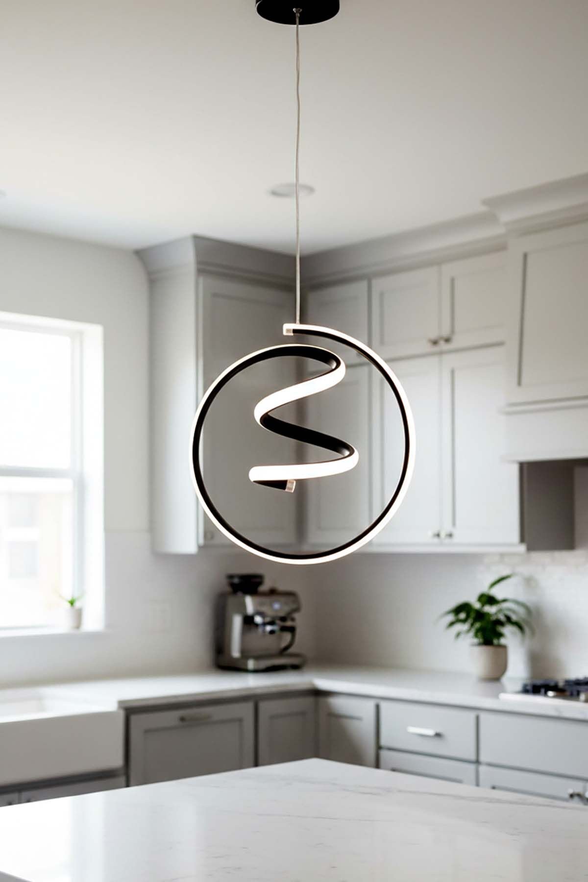 Amazon Model Siyah Power Led Avize, 3 Renk Yanabilen Lüks Led Avize, Mutfak Salon Hol Oda Led Sarkıt Avize