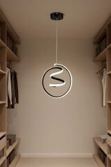 Amazon Model Siyah Power Led Avize, 3 Renk Yanabilen Lüks Led Avize, Mutfak Salon Hol Oda Led Sarkıt Avize