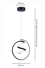 Amazon Model Siyah Power Led Avize, 3 Renk Yanabilen Lüks Led Avize, Mutfak Salon Hol Oda Led Sarkıt Avize