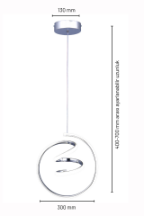 Amazon Model Krom Power Led Avize, 3 Renk Yanabilen Lüks Led Avize, Mutfak Salon Hol Oda Led Sarkıt Avize