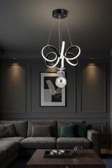 Lizbon Serisi Tek Toplu Siyah Led Avize, 3 Renk Yanabilen Sarkıt Power Led Avize, Mutfak Salon Hol Sarkıt Led Avize