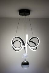 Lizbon Serisi Tek Toplu Siyah Led Avize, 3 Renk Yanabilen Sarkıt Power Led Avize, Mutfak Salon Hol Sarkıt Led Avize