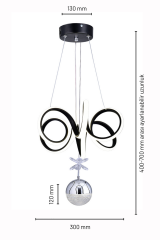 Lizbon Serisi Tek Toplu Siyah Led Avize, 3 Renk Yanabilen Sarkıt Power Led Avize, Mutfak Salon Hol Sarkıt Led Avize