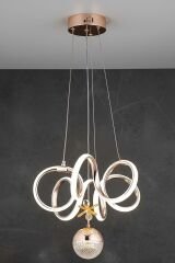 Lizbon Serisi Tek Toplu Gold Led Avize, 3 Renk Yanabilen Sarkıt Power Led Avize, Mutfak Salon Hol Sarkıt Led Avize