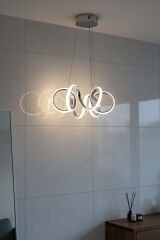 Lizbon Serisi Küçük Krom Led Avize, 3 Renk Yanabilen Sarkıt Power Led Avize, Mutfak Salon Hol Sarkıt Led Avize