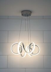 Lizbon Serisi Küçük Krom Led Avize, 3 Renk Yanabilen Sarkıt Power Led Avize, Mutfak Salon Hol Sarkıt Led Avize