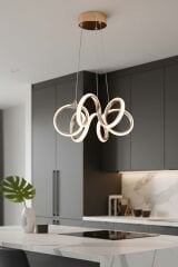 Lizbon Serisi Küçük Gold Led Avize, 3 Renk Yanabilen Sarkıt Power Led Avize, Mutfak Salon Hol Sarkıt Led Avize