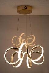 Lizbon Serisi Küçük Gold Led Avize, 3 Renk Yanabilen Sarkıt Power Led Avize, Mutfak Salon Hol Sarkıt Led Avize