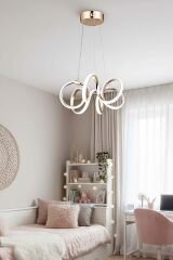 Lizbon Serisi Küçük Gold Led Avize, 3 Renk Yanabilen Sarkıt Power Led Avize, Mutfak Salon Hol Sarkıt Led Avize