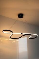 Hayal Model Siyah Led Avize, 3 Renk Yanabilen Power Led Avize, Oturma Odasi Salon Yemek Masası Sarkıt Led Avize