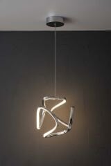 Clover Model Krom Power Led Avize, 3 Renk Yanabilen Lüks Led Avize, Mutfak Salon Hol Oda Led Sarkıt Avize