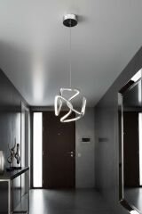 Clover Model Krom Power Led Avize, 3 Renk Yanabilen Lüks Led Avize, Mutfak Salon Hol Oda Led Sarkıt Avize