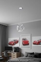 Clover Model Krom Power Led Avize, 3 Renk Yanabilen Lüks Led Avize, Mutfak Salon Hol Oda Led Sarkıt Avize