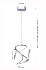 Clover Model Krom Power Led Avize, 3 Renk Yanabilen Lüks Led Avize, Mutfak Salon Hol Oda Led Sarkıt Avize