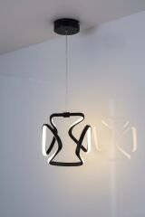 Clover Model Siyah Power Led Avize, 3 Renk Yanabilen Lüks Led Avize, Mutfak Salon Hol Oda Led Sarkıt Avize