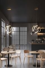 Clover Model Gold Power Led Avize, 3 Renk Yanabilen Lüks Led Avize, Mutfak Salon Hol Oda Led Sarkıt Avize