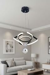 Napoli Serisi Tek Toplu Siyah Sarkıt Avize, 3 Renk Yanabilen Power Led Avize, Modern Salon Oturma Odası Led Avize