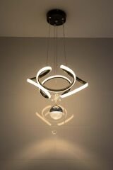 Napoli Serisi Tek Toplu Siyah Sarkıt Avize, 3 Renk Yanabilen Power Led Avize, Modern Salon Oturma Odası Led Avize