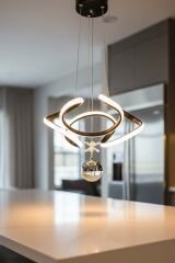 Napoli Serisi Tek Toplu Siyah Sarkıt Avize, 3 Renk Yanabilen Power Led Avize, Modern Salon Oturma Odası Led Avize