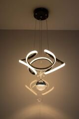 Napoli Serisi Tek Toplu Siyah Sarkıt Avize, 3 Renk Yanabilen Power Led Avize, Modern Salon Oturma Odası Led Avize