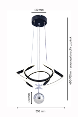 Napoli Serisi Tek Toplu Siyah Sarkıt Avize, 3 Renk Yanabilen Power Led Avize, Modern Salon Oturma Odası Led Avize