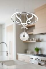 Napoli Serisi Tek Toplu Krom Sarkıt Avize, 3 Renk Yanabilen Power Led Avize, Modern Salon Oturma Odası Led Avize