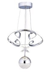 Napoli Serisi Tek Toplu Krom Sarkıt Avize, 3 Renk Yanabilen Power Led Avize, Modern Salon Oturma Odası Led Avize