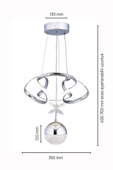 Napoli Serisi Tek Toplu Krom Sarkıt Avize, 3 Renk Yanabilen Power Led Avize, Modern Salon Oturma Odası Led Avize