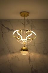 Napoli Serisi Tek Toplu Gold Sarkıt Avize, 3 Renk Yanabilen Power Led Avize, Modern Salon Oturma Odası Led Avize