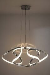 Napoli Serisi Küçük Krom Sarkıt Avize, 3 Renk Yanabilen Power Led Avize, Modern Salon Oturma Odası Led Avize