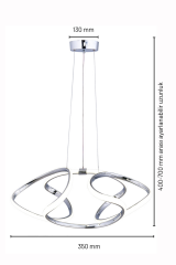 Napoli Serisi Küçük Krom Sarkıt Avize, 3 Renk Yanabilen Power Led Avize, Modern Salon Oturma Odası Led Avize