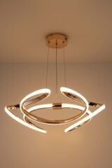 Napoli Serisi Küçük Gold Sarkıt Avize, 3 Renk Yanabilen Power Led Avize, Modern Salon Oturma Odası Led Avize