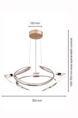 Napoli Serisi Küçük Gold Sarkıt Avize, 3 Renk Yanabilen Power Led Avize, Modern Salon Oturma Odası Led Avize