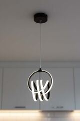 Sofya Model Siyah Power Led Avize, 3 Renk Yanabilen Lüks Led Avize, Mutfak Salon Hol Oda Led Sarkıt Avize