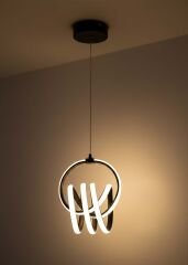 Sofya Model Siyah Power Led Avize, 3 Renk Yanabilen Lüks Led Avize, Mutfak Salon Hol Oda Led Sarkıt Avize