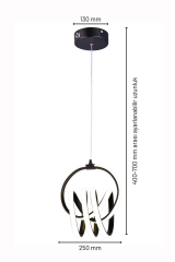 Sofya Model Siyah Power Led Avize, 3 Renk Yanabilen Lüks Led Avize, Mutfak Salon Hol Oda Led Sarkıt Avize