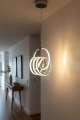 Sofya Model Krom Power Led Avize, 3 Renk Yanabilen Lüks Led Avize, Mutfak Salon Hol Oda Led Sarkıt Avize