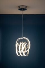 Sofya Model Krom Power Led Avize, 3 Renk Yanabilen Lüks Led Avize, Mutfak Salon Hol Oda Led Sarkıt Avize