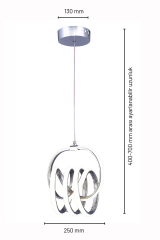 Sofya Model Krom Power Led Avize, 3 Renk Yanabilen Lüks Led Avize, Mutfak Salon Hol Oda Led Sarkıt Avize