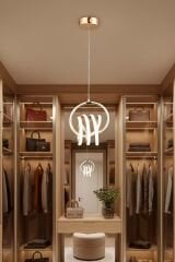 Sofya Model Gold Power Led Avize, 3 Renk Yanabilen Lüks Led Avize, Mutfak Salon Hol Oda Led Sarkıt Avize