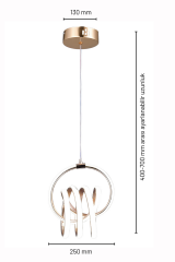 Sofya Model Gold Power Led Avize, 3 Renk Yanabilen Lüks Led Avize, Mutfak Salon Hol Oda Led Sarkıt Avize