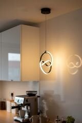 Prag Model Siyah Power Led Avize, 3 Renk Yanabilen Lüks Led Avize, Mutfak Salon Hol Oda Led Sarkıt Avize