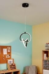 Prag Model Siyah Power Led Avize, 3 Renk Yanabilen Lüks Led Avize, Mutfak Salon Hol Oda Led Sarkıt Avize