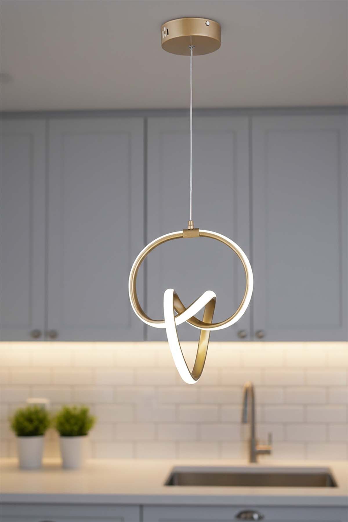 Prag Model Eskitme Power Led Avize, 3 Renk Yanabilen Lüks Led Avize, Mutfak Salon Hol Oda Led Sarkıt Avize