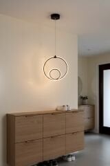 Porto Model Siyah Power Led Avize, 3 Renk Yanabilen Lüks Led Avize, Mutfak Salon Hol Oda Led Sarkıt Avize