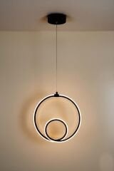 Porto Model Siyah Power Led Avize, 3 Renk Yanabilen Lüks Led Avize, Mutfak Salon Hol Oda Led Sarkıt Avize