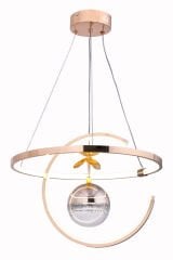 Hilal Tek Toplu Gold Renk Sarkıt Led Avize, 3 Renk Işık Özellikli Power Led Avize