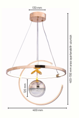 Hilal Tek Toplu Gold Renk Sarkıt Led Avize, 3 Renk Işık Özellikli Power Led Avize