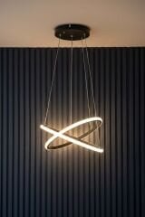 Halka Model 2 Şeritli Sarkıt Led Avize, 3 Renk Yanabilen Led Avize, Modern Salon Oturma Odası Led Avize