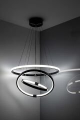 Halka Model 3 Şeritli Sarkıt Led Avize, 3 Renk Yanabilen Led Avize, Modern Salon Oturma Odası Led Avize